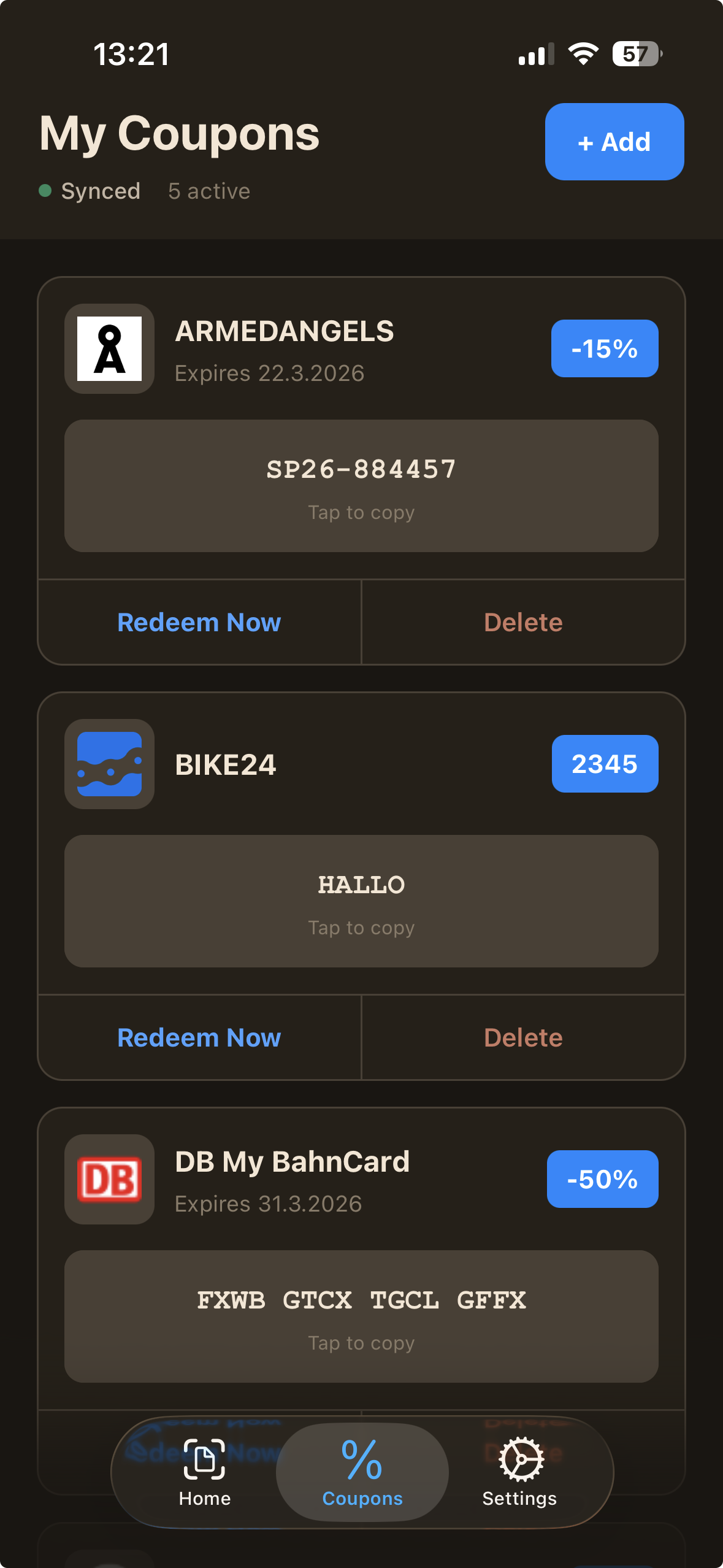 CouponAlert app screenshot